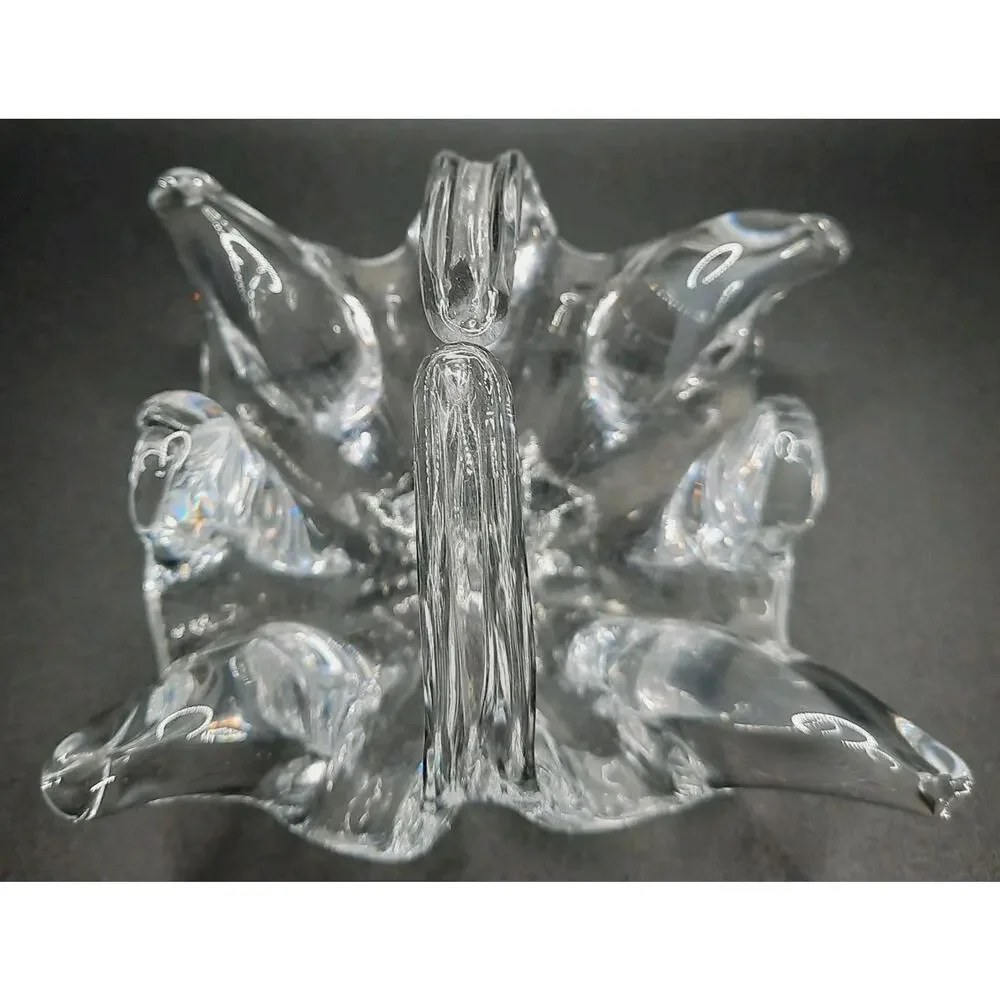 VTG Crystal Splash Basket Mid Century Glass Bowl Beautiful